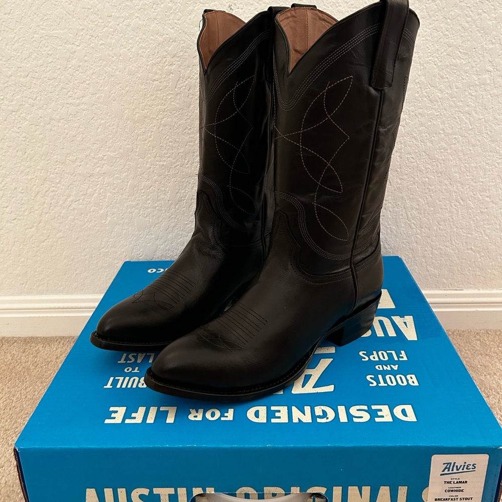 *BRAND NEW* Alvies Men’s Cowboy Boots Size 11.5 “The Lamar” Black